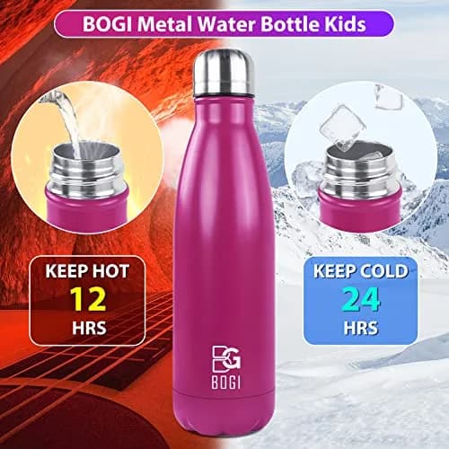 BOGI 17oz Insulated Water Bottle Double Wall Vacuum Stainless Steel Water Bottles | Leak Proof, Keeps Hot & Cold thumbnail 4