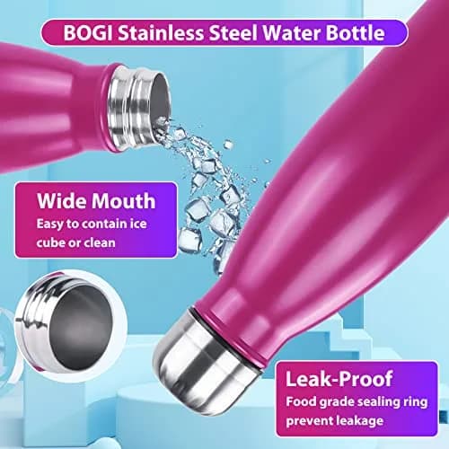 BOGI 17oz Insulated Water Bottle Double Wall Vacuum Stainless Steel Water Bottles | Leak Proof, Keeps Hot & Cold thumbnail 5