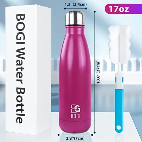 BOGI 17oz Insulated Water Bottle Double Wall Vacuum Stainless Steel Water Bottles | Leak Proof, Keeps Hot & Cold thumbnail 2
