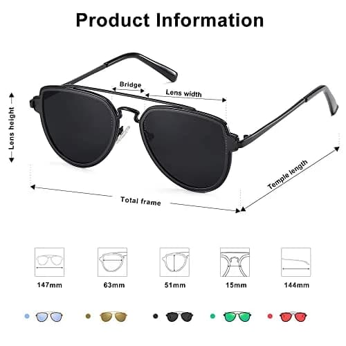 SOJOS Retro Polarized Double Bridge Sunglasses for Men Women SJ1051 | 63mm (2.48in) Lens Width thumbnail 2
