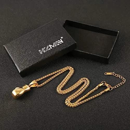 HZMAN Boxing Glove Bible Verse Pendant Stainless Steel Necklace with Chain | 2.5cm (1.0") Pendant thumbnail 4