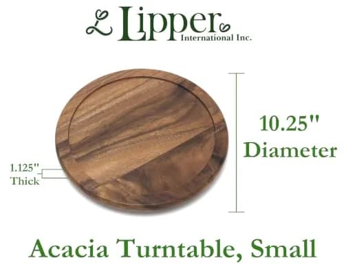Lipper International Acacia Wood 10" Kitchen Turntable | Durable 10" Diameter Spices & Condiments Organizer thumbnail 3