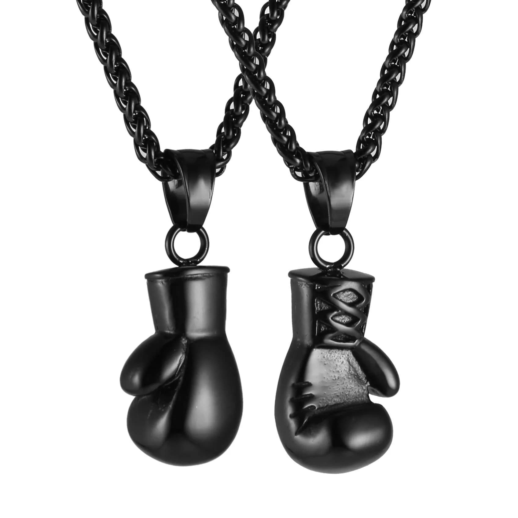 HZMAN Boxing Glove Bible Verse Pendant Necklace 2.5 cm (1.0 inch) | Stainless Steel Chain with Extender