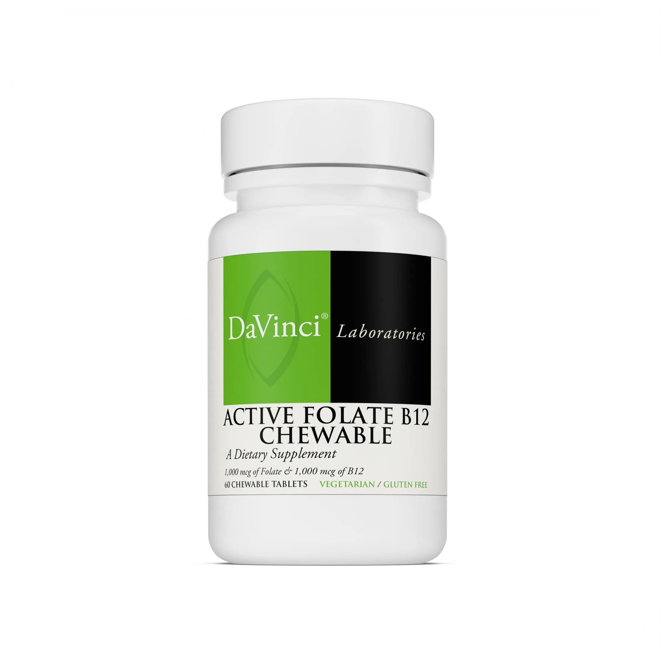 DAVINCI Labs Active Folate B12 Chewable, 60 Chewable Tablets | Supports Heart, Nerves & Immunity - main product image