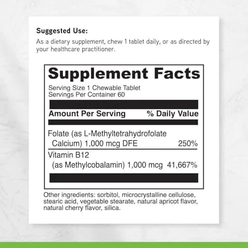 DAVINCI Labs Active Folate B12 Chewable, 60 Chewable Tablets | Supports Heart, Nerves & Immunity thumbnail 6