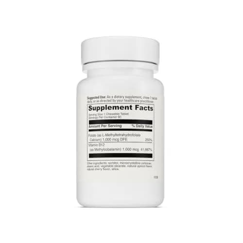 DAVINCI Labs Active Folate B12 Chewable, 60 Chewable Tablets | Supports Heart, Nerves & Immunity thumbnail 2