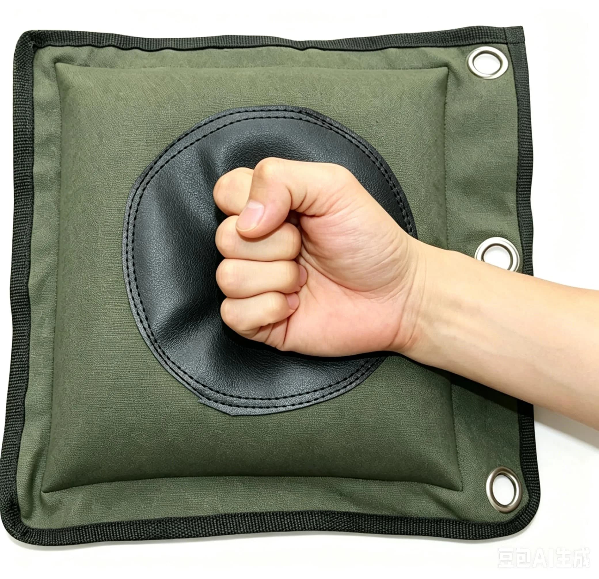 ZooBoo Wing Chun Wall Bag Canvas Leather Striking Pad 30cm x 33cm | Heavy-Duty for Kung Fu Training — Leather Army Green