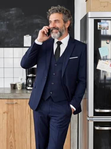 MAGE MALE Men's 3 Pieces Suit Navy Blue Slim Fit Single Breasted Blazer Vest Pants Set | Elegant Formal Wear thumbnail 3