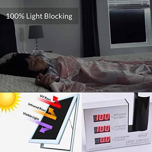 VELIMAX Static Cling Total Blackout Window Film 90cm x 200cm (35.4" x 78.7") | Blocks 99% Light for Privacy thumbnail 6