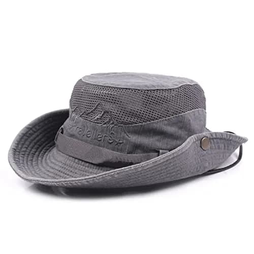KeepSa Cotton Sun Hat Men Wide Brim Bucket Safari Grey | Breathable, Foldable & UV Protection thumbnail 1