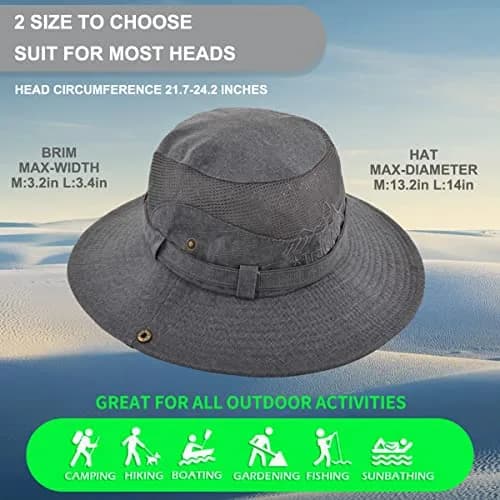 KeepSa Cotton Sun Hat Men Wide Brim Bucket Safari Grey | Breathable, Foldable & UV Protection thumbnail 4