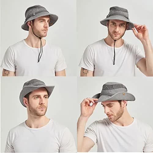 KeepSa Cotton Sun Hat Men Wide Brim Bucket Safari Grey | Breathable, Foldable & UV Protection thumbnail 5