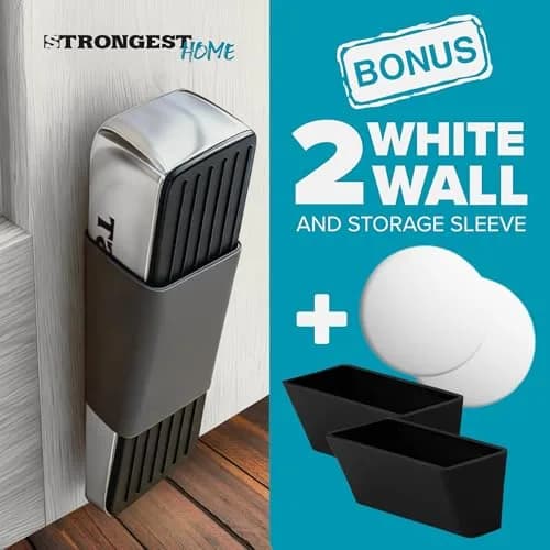 STRONGEST HOME Chrome Door Stopper for Bottom of Door | Heavy Zinc Alloy, Non-Slip Base, Fits 0.16-1 in Gaps thumbnail 5