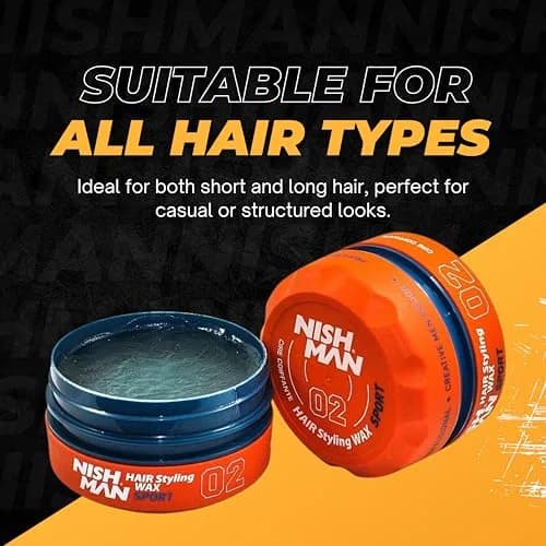 Nishman Hair Styling Wax Sport 02 150 ml | Strong Hold, Shine & Re-workable Formula thumbnail 4