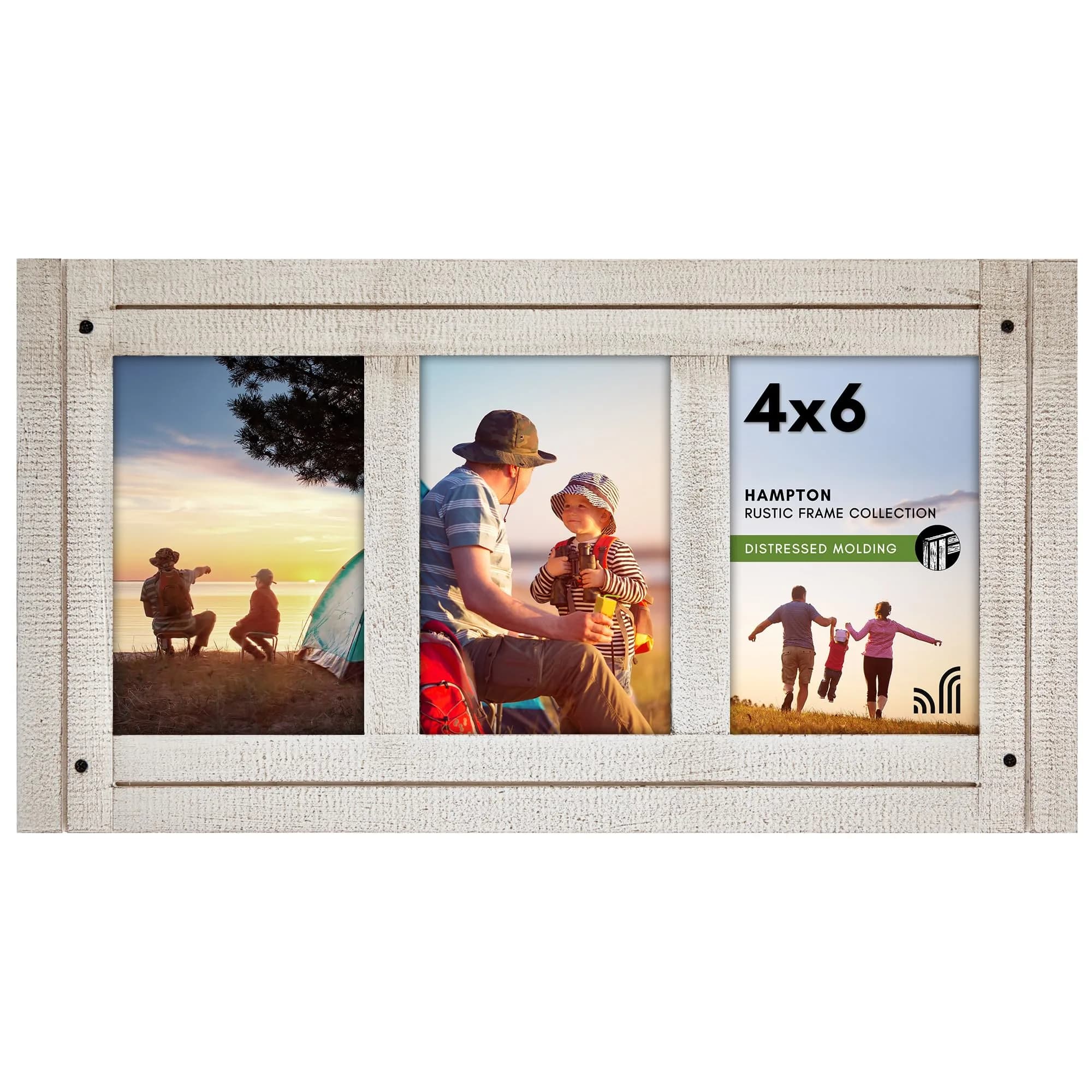 Americanflat 4x6 Collage Picture Frame - Distressed Wood - Black | Rustic Charm for Photos — Aspen White / 3 4x6 Openings