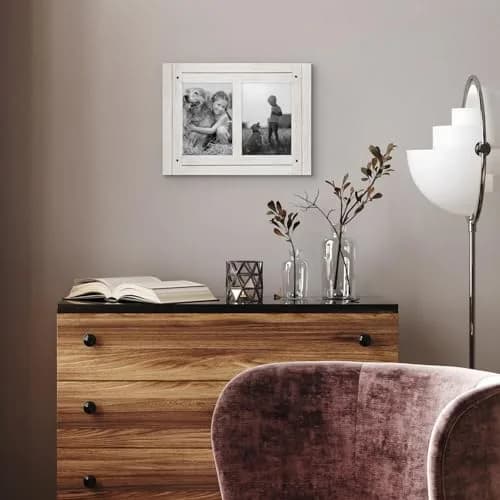 Americanflat 5x7 Double Picture Frame - Distressed Wood - Aspen White | Rustic Charm for Photos thumbnail 6