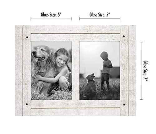 Americanflat 5x7 Double Picture Frame - Distressed Wood - Aspen White | Rustic Charm for Photos thumbnail 8