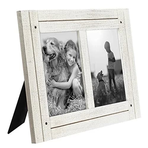 Americanflat 5x7 Double Picture Frame - Distressed Wood - Aspen White | Rustic Charm for Photos thumbnail 9