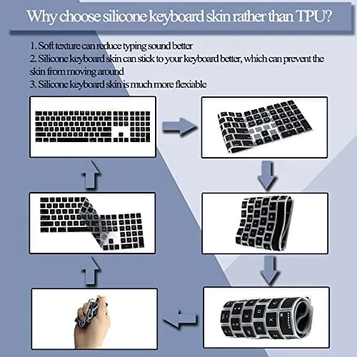 Masino Silicone Keyboard Cover for Apple Magic Keyboard MQ052LL/A (A1843) US Layout | Ultra Thin Black Protector Skin thumbnail 5