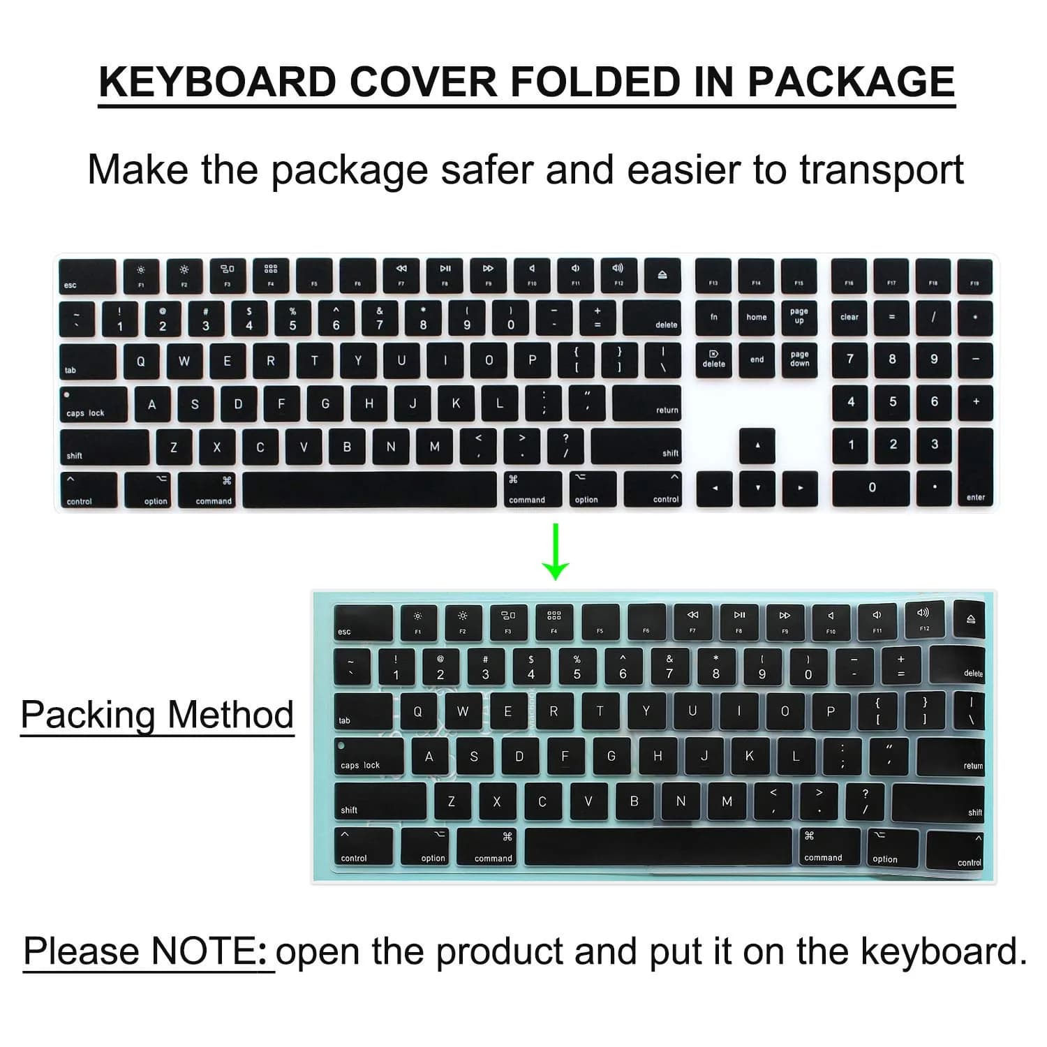 Masino Silicone Keyboard Cover for Apple Magic Keyboard MQ052LL/A (A1843) US Layout | Ultra Thin Black Protector Skin - view 3