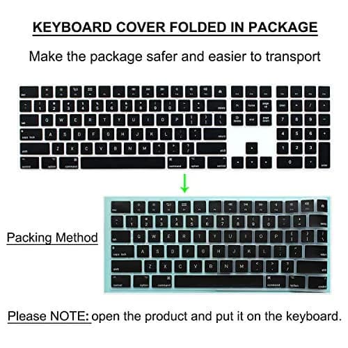 Masino Silicone Keyboard Cover for Apple Magic Keyboard MQ052LL/A (A1843) US Layout | Ultra Thin Black Protector Skin thumbnail 3