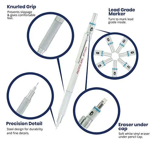 Pacific Arc Chromagraph Metal Mechanical Pencil 0.5 mm Silver | Drafting & Drawing Precision thumbnail 3