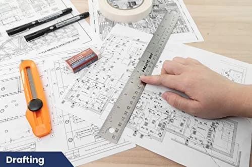 Pacific Arc Stainless Steel 12 Inch Metal Ruler with Cork Back & Metric Graduations | Precise Straight Edge for Artists & Projects thumbnail 5
