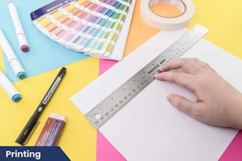 Pacific Arc Stainless Steel 12 Inch Metal Ruler with Cork Back & Metric Graduations | Precise Straight Edge for Artists & Projects thumbnail 6