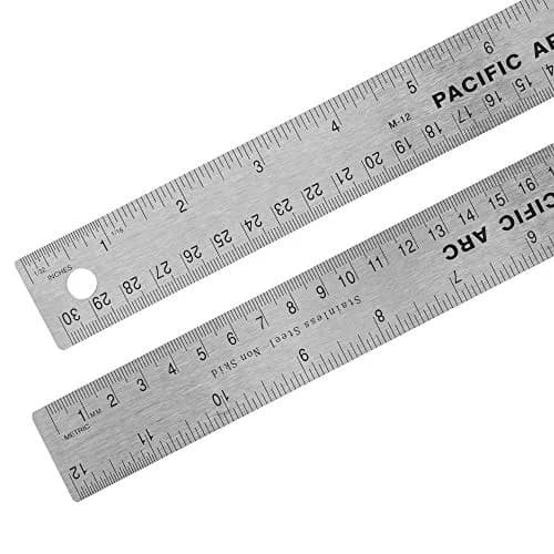Pacific Arc Stainless Steel 12 Inch Metal Ruler with Cork Back & Metric Graduations | Precise Straight Edge for Artists & Projects thumbnail 1