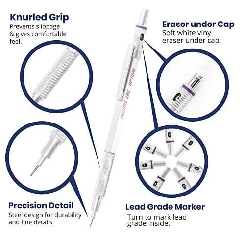 Pacific Arc Chromograph Metal Mechanical Pencil 0.9 mm Silver | Drafting & Writing Tool thumbnail 3