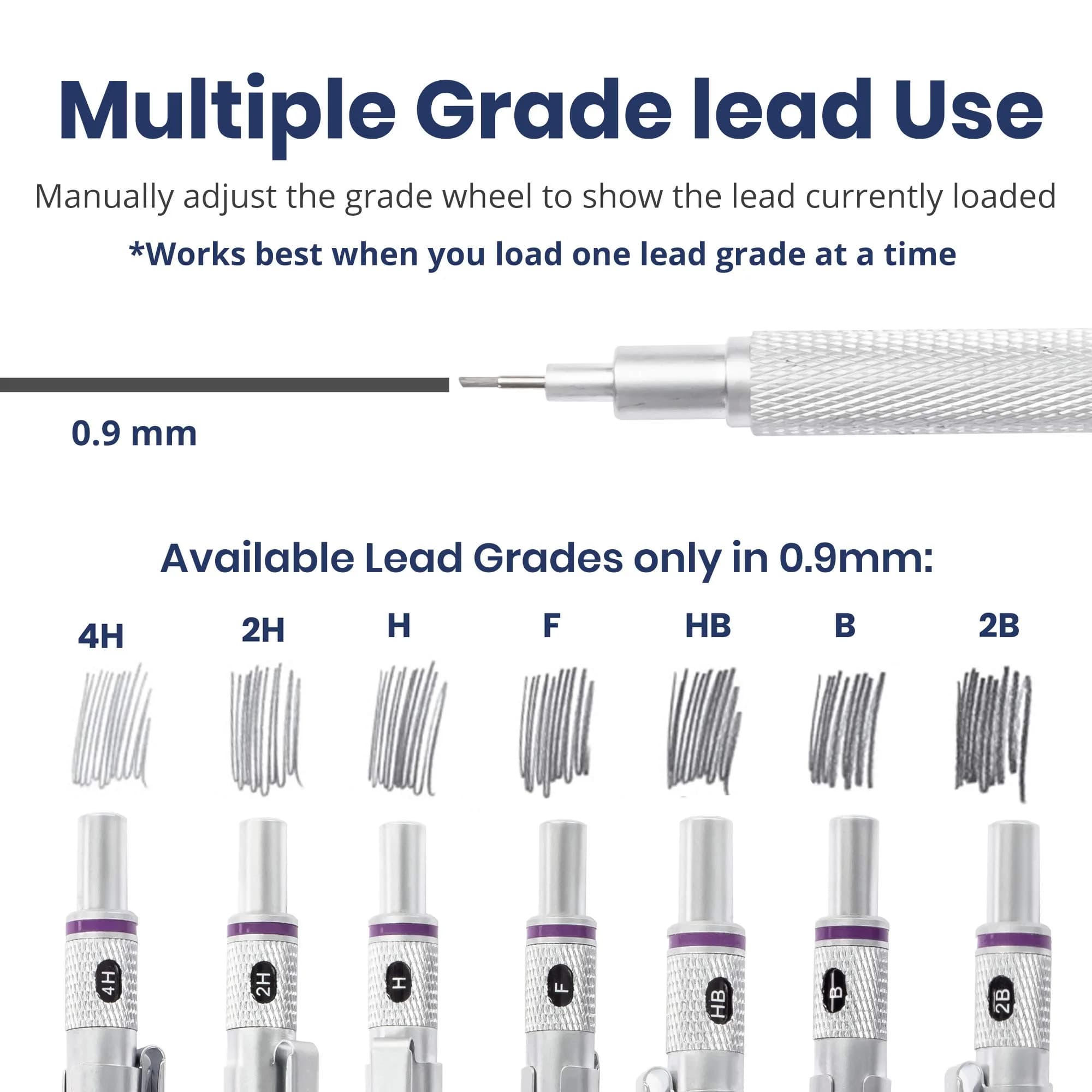Pacific Arc Chromograph Metal Mechanical Pencil 0.9 mm Silver | Drafting & Writing Tool - view 4