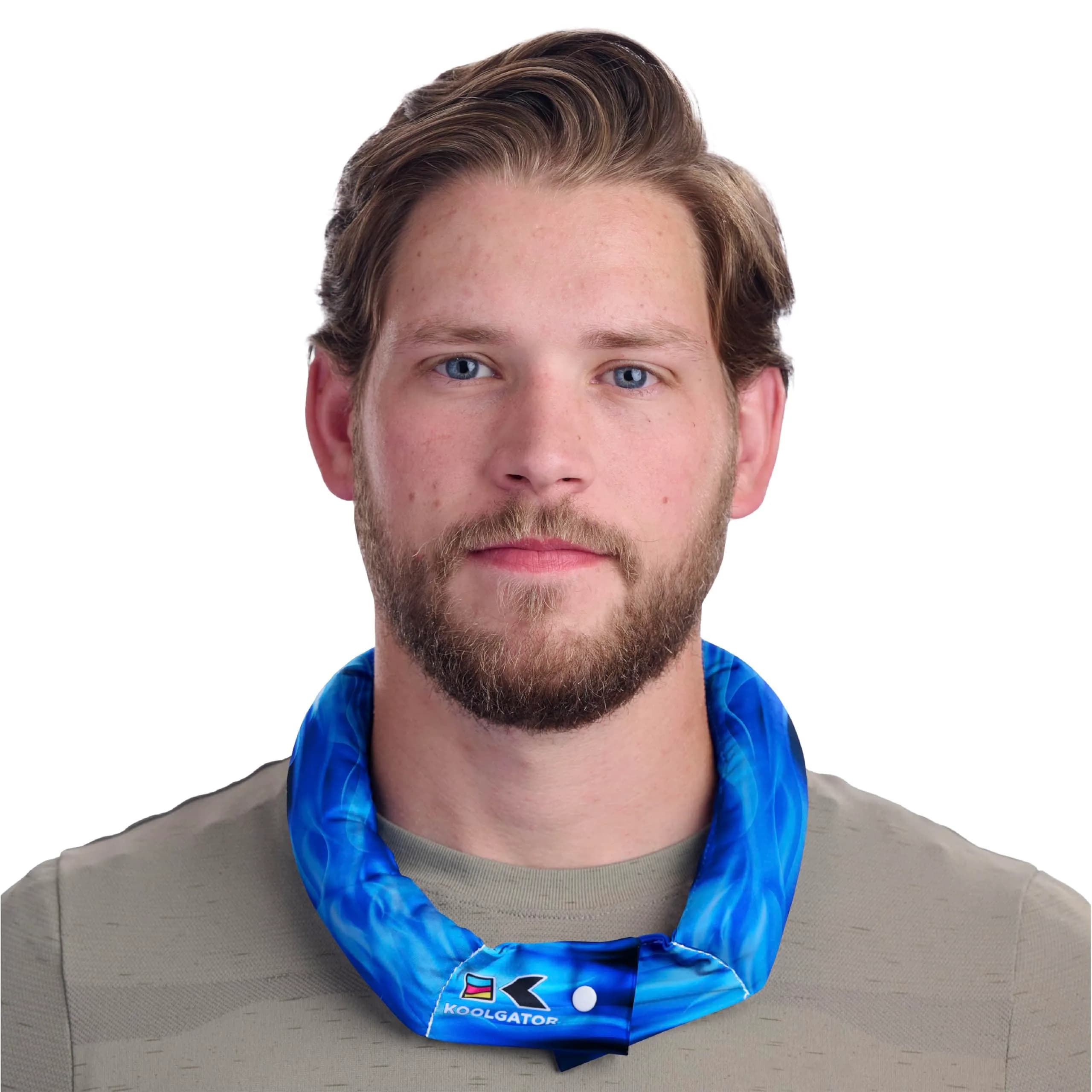 KOOLGATOR Evaporative Cooling Neck Wrap 1 Pack | Natural Cooling Relief for Active Use — Flames:blue & Red