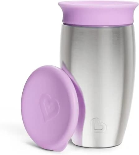 Munchkin Miracle Stainless Steel 360 Sippy Cup 296ml (10 oz, 2-Pack) | Dentist Recommended Spoutless Cup thumbnail 6