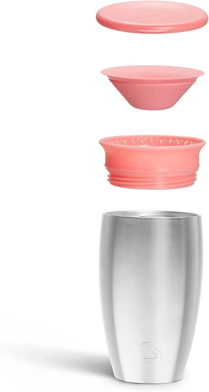 Munchkin Miracle Stainless Steel 360 Sippy Cup 296ml (10 oz, 2-Pack) | Dentist Recommended Spoutless Cup - view 4