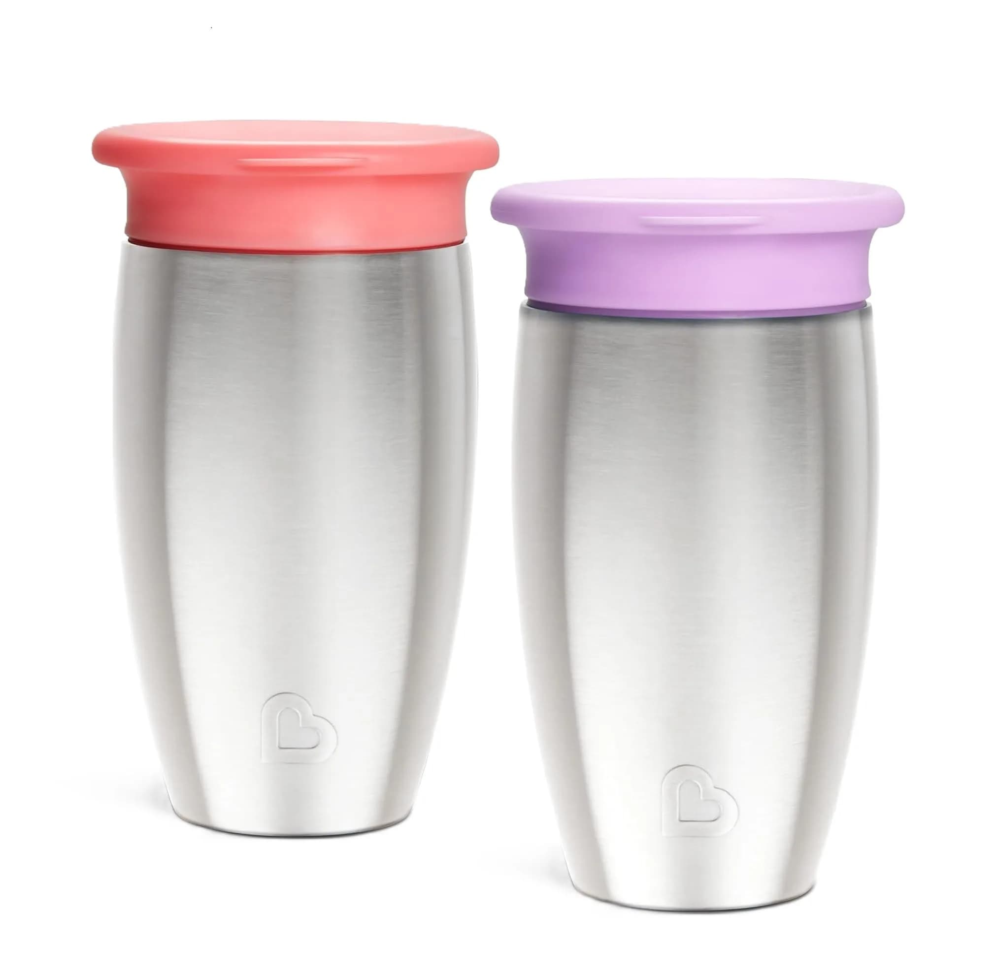 Munchkin Miracle 360 Stainless Steel Sippy Cup 10oz (295ml) | Spill-Proof & Insulated for Toddlers — Pink/ Purple