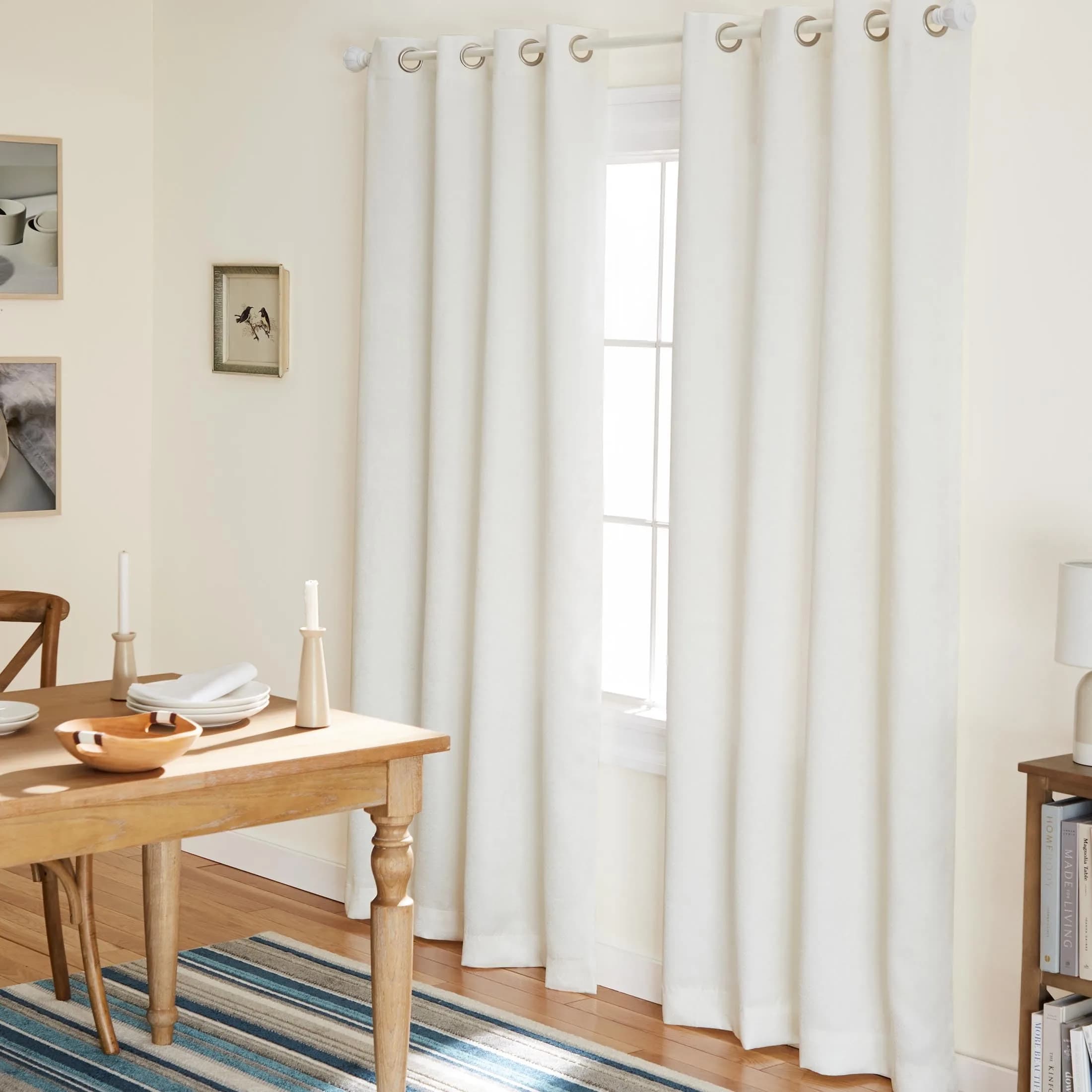 TOWN & COUNTRY EVERYDAY Lustre Solid Heavyweight Textured Sateen Indoor Curtains, Room Darkening, Grommet Top, Energy Efficient, 2-Pack, 52"x96", Vanilla — Vanilla / 52"W x 96"L