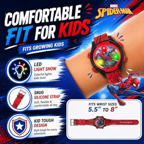 Accutime Kids Spider-Man Digital Watch 37mm (1.46 inches) | Interactive LED Lights & Easy Time-Telling thumbnail 2