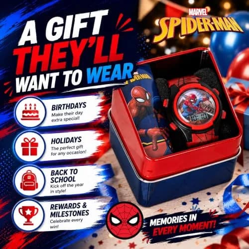 Accutime Kids Spider-Man Digital Watch 37mm (1.46 inches) | Interactive LED Lights & Easy Time-Telling thumbnail 3