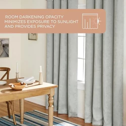 TOWN & COUNTRY EVERYDAY Lustre Solid Heavyweight Textured Sateen Indoor Curtains, Room Darkening, Grommet Top, Energy Efficient, 2-Pack, 52"x84", Silver thumbnail 7