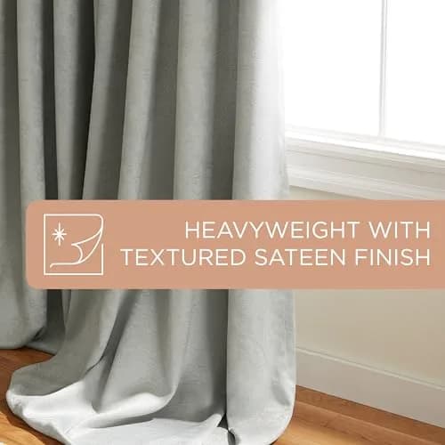 TOWN & COUNTRY EVERYDAY Lustre Solid Heavyweight Textured Sateen Indoor Curtains, Room Darkening, Grommet Top, Energy Efficient, 2-Pack, 52"x84", Silver thumbnail 9