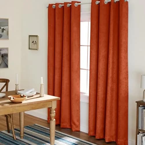 TOWN & COUNTRY EVERYDAY Lustre Solid Heavyweight Textured Sateen Indoor Curtains, Room Darkening, 2-Pack, 52"x84", Mecca Orange thumbnail 1