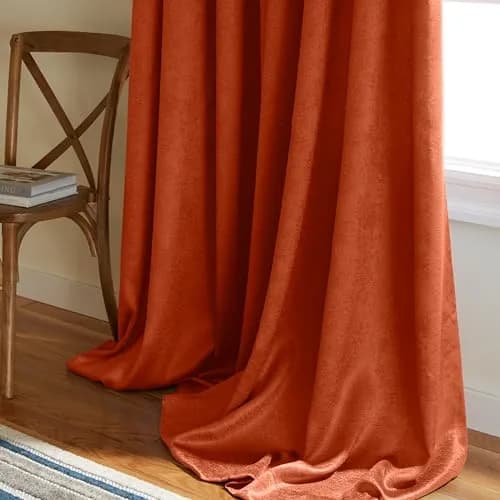 TOWN & COUNTRY EVERYDAY Lustre Solid Heavyweight Textured Sateen Indoor Curtains, Room Darkening, 2-Pack, 52"x84", Mecca Orange thumbnail 5