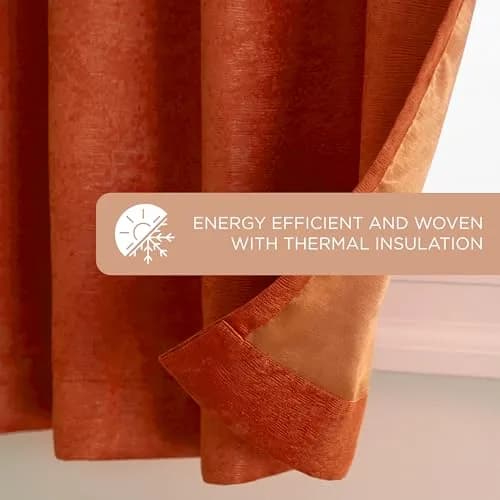TOWN & COUNTRY EVERYDAY Lustre Solid Heavyweight Textured Sateen Indoor Curtains, Room Darkening, 2-Pack, 52"x84", Mecca Orange thumbnail 6