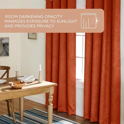 TOWN & COUNTRY EVERYDAY Lustre Solid Heavyweight Textured Sateen Indoor Curtains, Room Darkening, 2-Pack, 52"x84", Mecca Orange thumbnail 7