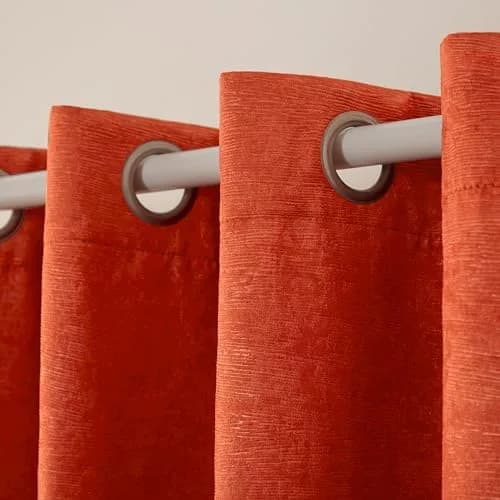 TOWN & COUNTRY EVERYDAY Lustre Solid Heavyweight Textured Sateen Indoor Curtains, Room Darkening, 2-Pack, 52"x84", Mecca Orange thumbnail 2