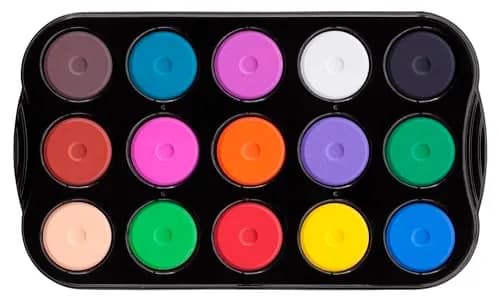 Jack Richeson Mini Tempera Cakes with Tray, Assorted Colors, Set of 15 | Opaque, Non-Toxic Watercolor for Kids & Art thumbnail 1