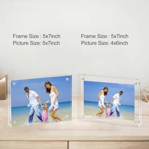AMEITECH 5x7 inch Acrylic Magnetic Picture Frame | Double-Sided Floating Display thumbnail 5