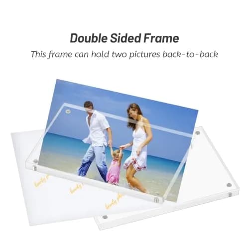AMEITECH 5x7 inch Acrylic Magnetic Picture Frame | Double-Sided Floating Display thumbnail 3