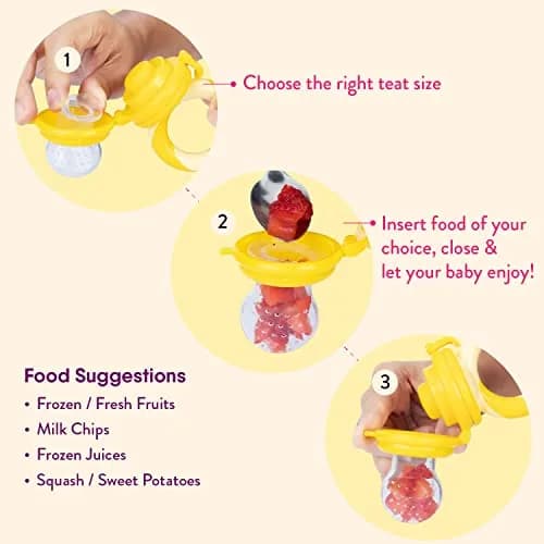 NatureBond Baby Food Feeder/Fruit Feeder Pacifier Nibbler 8 Piece Set | Teething & Weaning in Appetizing Colors thumbnail 5