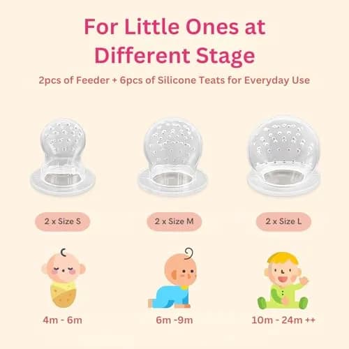 NatureBond Baby Food Feeder/Fruit Feeder Pacifier Nibbler 8 Piece Set | Teething & Weaning in Appetizing Colors thumbnail 3